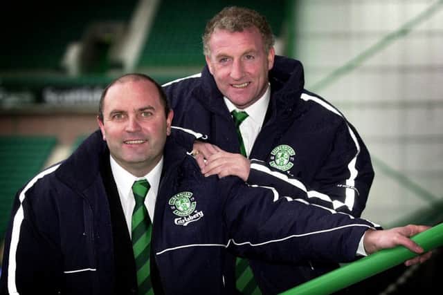 McCabe (right) and Williamson are unveiled as the new Hibs management team. Picture: Sean Bell / TSPL