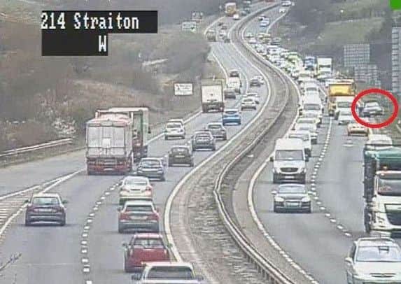 The broken down vehicle on on the A720 near Straiton. Picture: Traffic Scotland