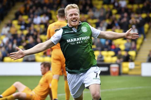 Daryl Horgan opened the scoring the last time Hibs played in Almondvale. Picture: SNS
