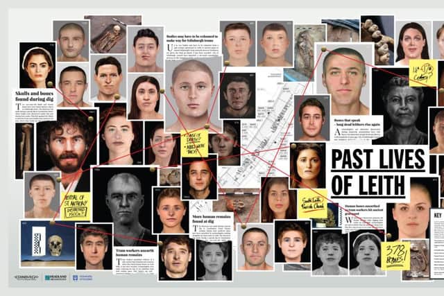 The faces of those who were dug up during the tram works.