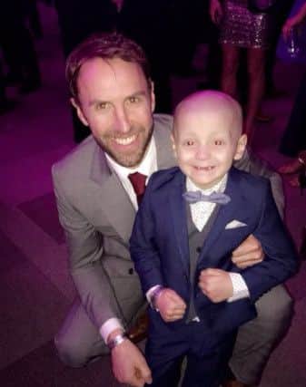 England football manager Gareth Southgate with Bradley Lowery. Picture: PA
