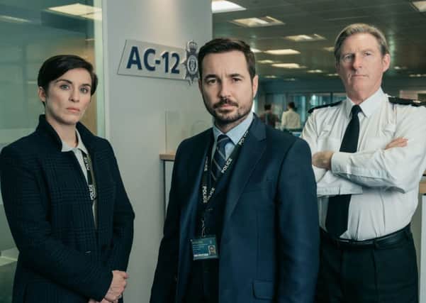 Vicky McClure as DS Kate Fleming, Martin Compston as DS Steve Arnott and Adrian Dunbar as Ted Hasting. Picture: Aiden Monaghan/World Productions/BBC/PA Wire