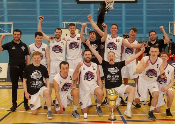 Edinburgh Kings celebrate winning the Scottish Basketball Play-Off title. Pic: Scott Louden