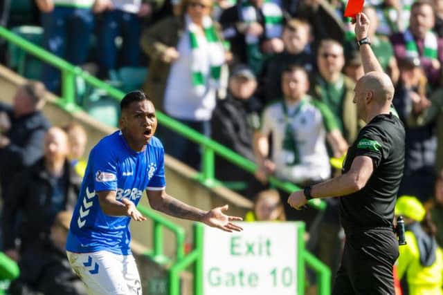 Alfredo Morelos' red card on Sunday rules him out of the clash with Hearts