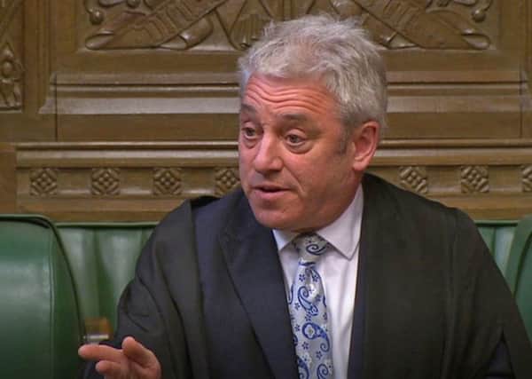 Speaker John Bercow addressing the House of Commons Picture: House of Commons/PA Wire