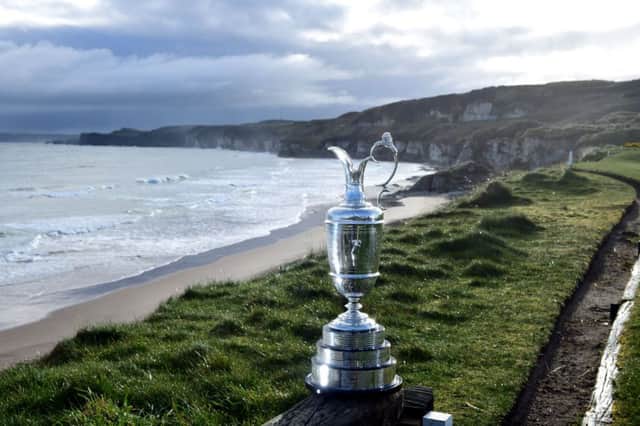 The Claret Jug is pictured at Royal Portrush Golf Club in Northern Ireland. Picture: Getty Images