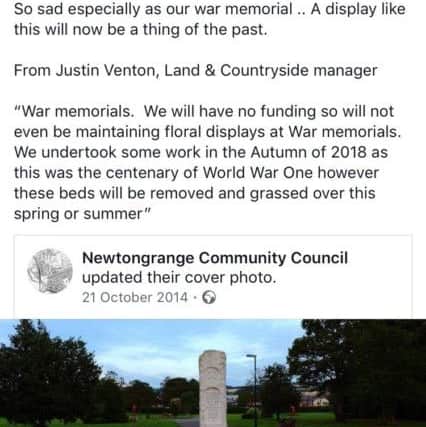 A screenshot of a message from Midlothian Council official Justin Venton to a local community group.