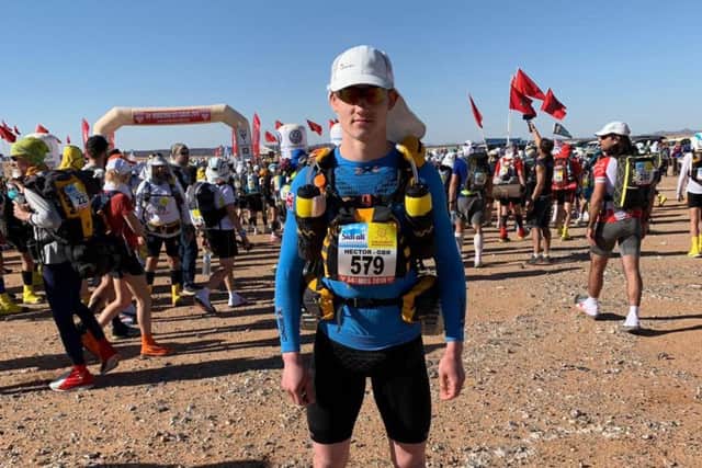 Hector prior to the start of the first stage of the Marathon des Sables (Photo: Harriet Skipworth)