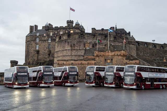 Lothian buses held a launch of their new larger buses at Edinburgh Castle
. Pic: Wullie Marr Photography