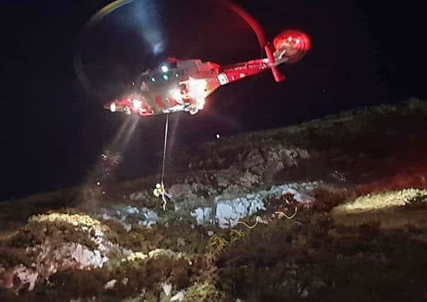 The man was airlifted by helicopter. Picture: North Berwick Coastguard Rescue Team/Facebook/PA Wire