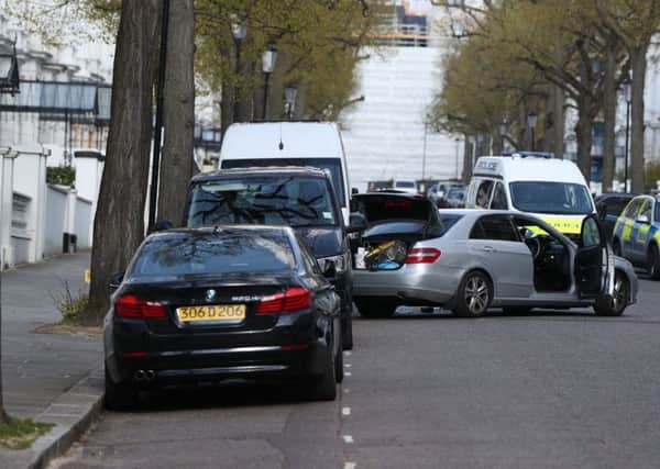 The scene near the Ukrainian Embassy in Holland Park. Picture: Jonathan Brady/PA Wire