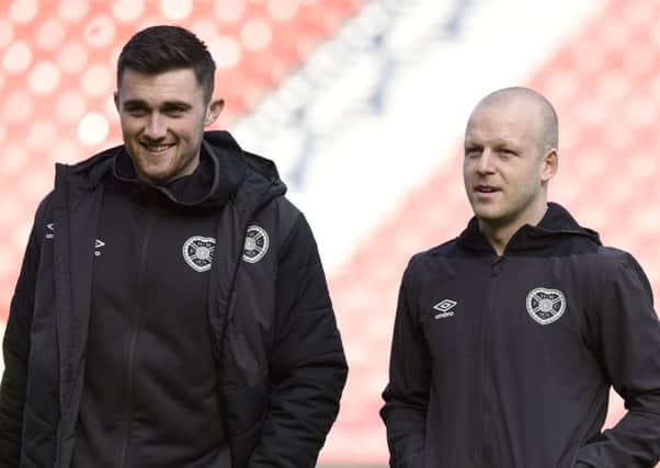 Hearts' John Souttar and Steven Naismith out on the park before the William Hill Scottish Cup semi-final