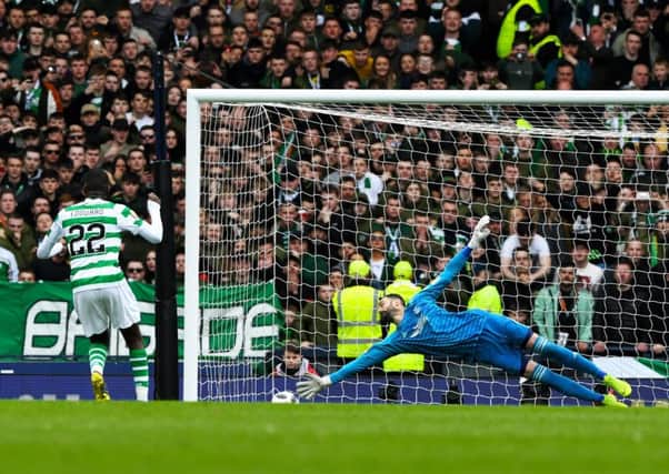 Celtic's Odsonne Edouard scores to make it 2-0 against Aberdeen. Pic: SNS