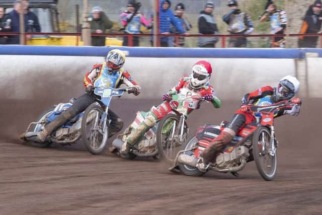 Heat 14: William Lawson , Dannny Ayres and Joel Andersson. Picture: Ron MacNeill