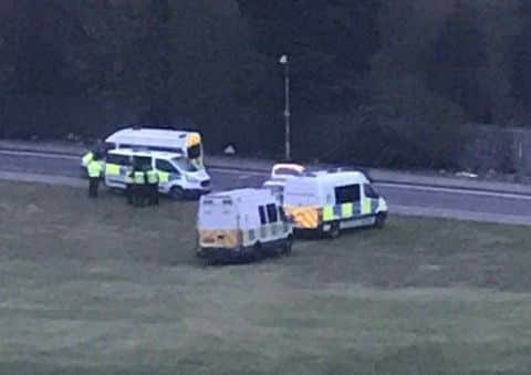 Police vans were called to the scene last night. Pic: Submitted
