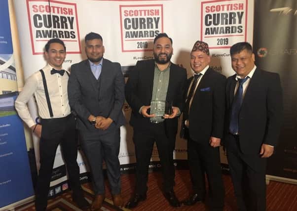 The Radhuni in Loanhead won the best curry restaurant in Edinburgh accolade at the 12th Scottish Curry Awards 
Caption: L-R Summan Bhattarai - Waiter, Ruhul Amin - Deputy head chef, Habibur Khan - Managing partner, Rajesh Karki - Floor manager, Buddha Guru - Tandoori chef.