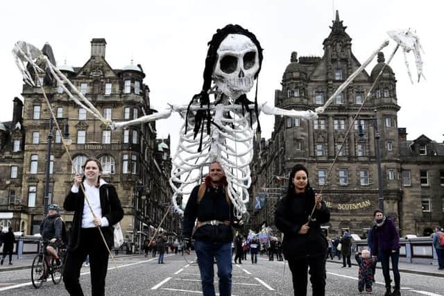 Climate Change group Extinction Rebellion brought North Bridge, Edinburgh to a standstill. Pic: Lisa Ferguson