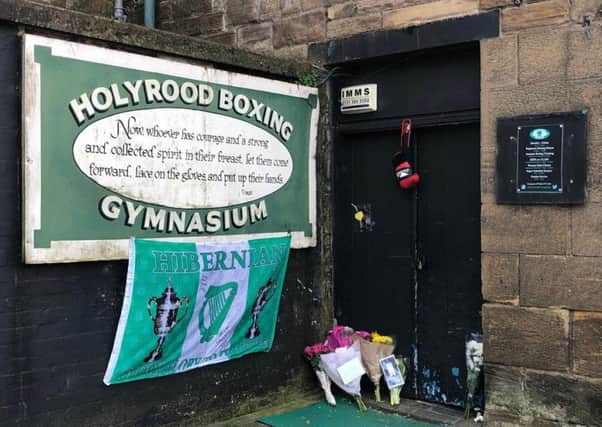 Tributes have been left outside of the gym. Pic: Lisa Ferguson