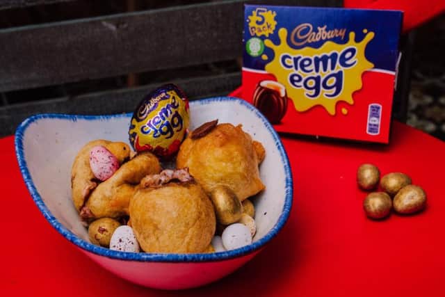 Deep-fried Creme egg available at Bertie's