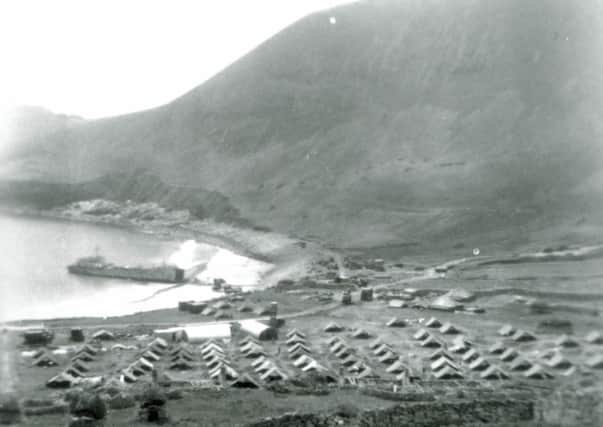 The 'tent city' set up by servicemen was twice blown away in the storms that hit St Kilda. PIC: NTS/Contributed.