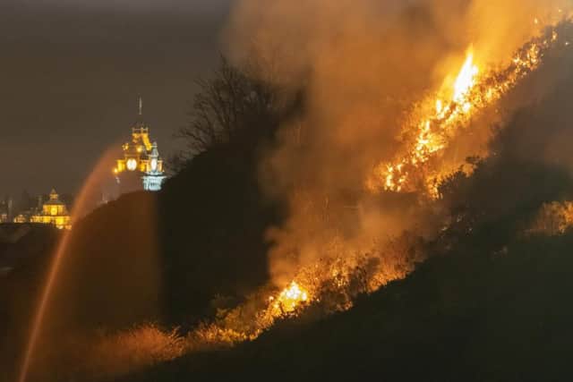 The blaze at Arthur#s Seat earlier in the year. Pic: SWNS
