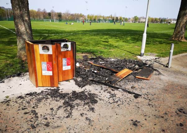 The new recycling bins have been targeted by vandals. Picture: TSPL