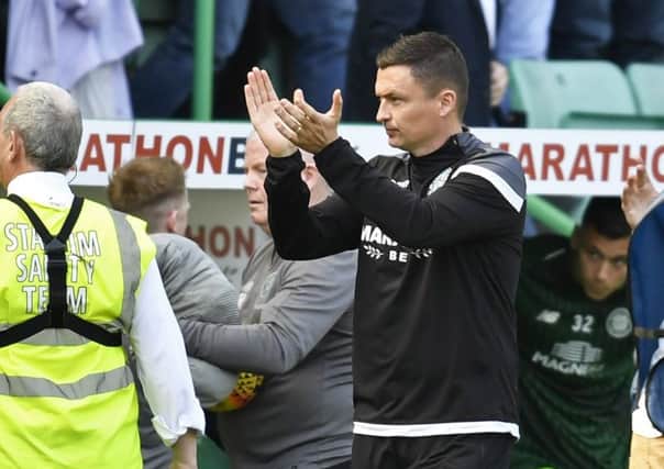 Hibs boss Paul Heckingbottom was proud of his players in the 0-0 draw with Celtic. Pic: SNS