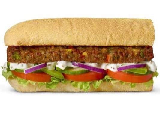 The six-inch sub comprises a vegan patty made from sweet peppers, red onions, spinach, garlic and chilli (Photo: Subway)
