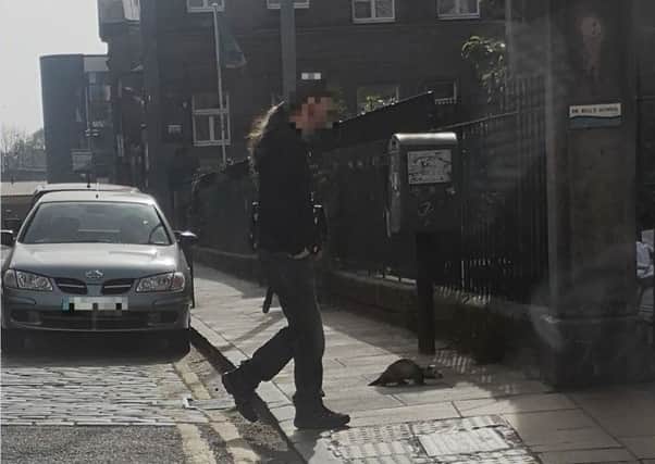 A man walks a ferret down a street in Leith. Pic: contributed