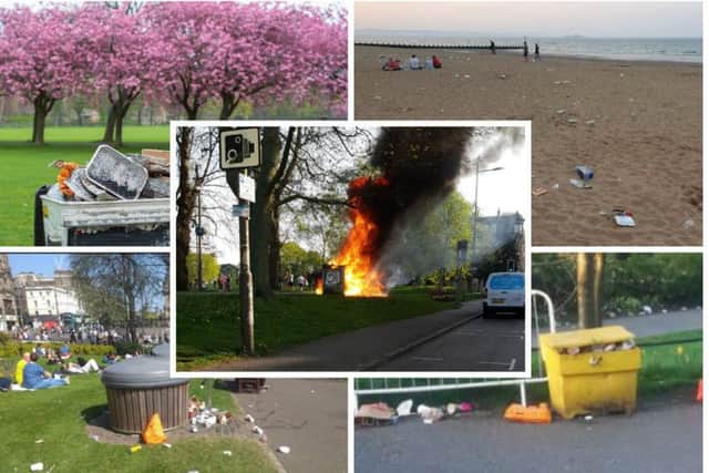 Overflowing litter caused an eyesore over the Easter Bank Holiday, with a fire sparked by a disposable barbecue which had not been properly extinguished.