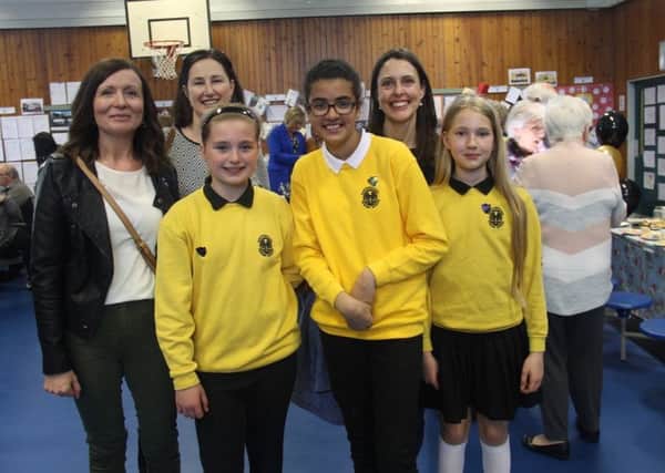 Current P7 pupils and former pupils at the Hawthornden Primary School 50th anniversary celebration.