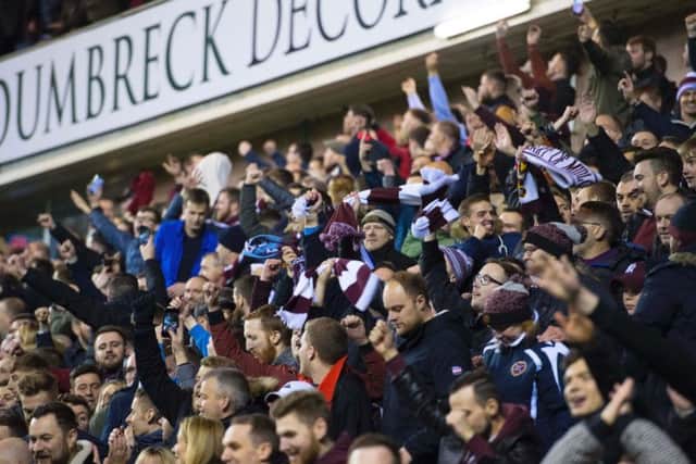 Hearts fans at Easter Road. Picture: SNS