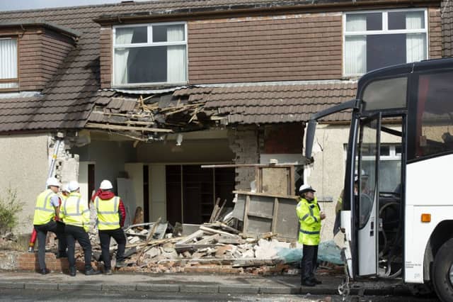 Bus crash East Mains street, Whitburn. Pic: Ian Rutherford