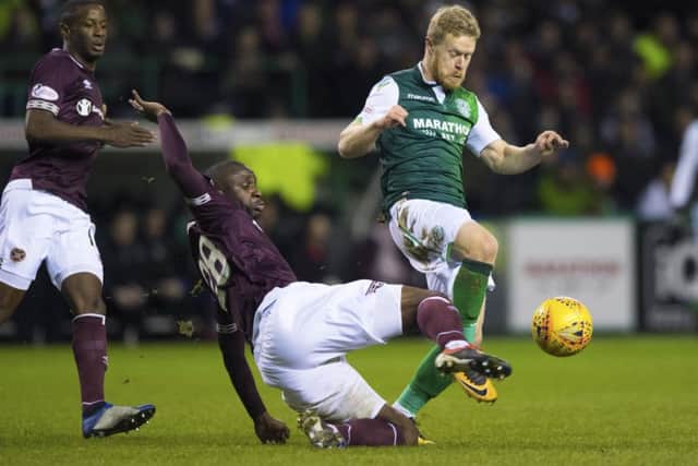 Hearts won on their last visit to Easter Road. Picture: SNS