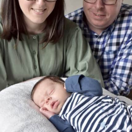 Darren Ure said the Dad's Rock antenatal classes were invaluable ahead of the birth of his son Angus. 

Also pictured is his wife Amy Ure