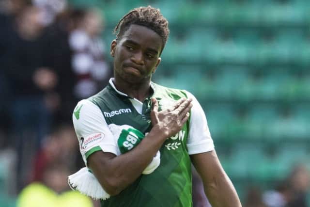 Stephane Omeonga put in a good shift for Hibs against Hearts. Picture: SNS Group
