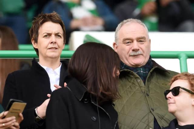 Leeann Dempster hit out at a Hearts fans who damaged seats in the away end. Picture: SNS