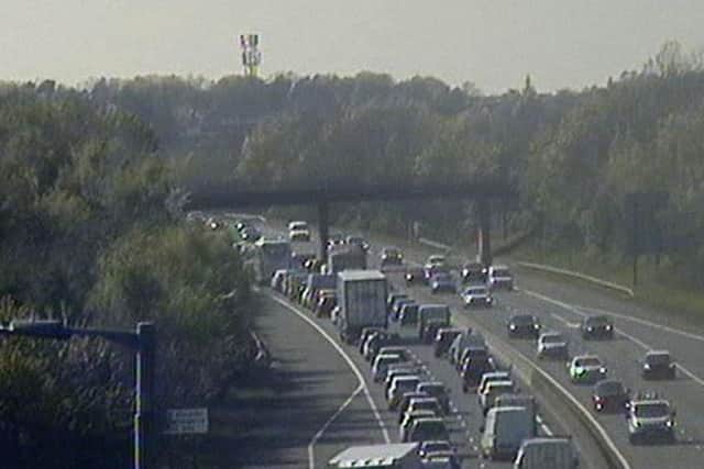 Traffic is queueing up following the crash. Pic: Traffic Scotland