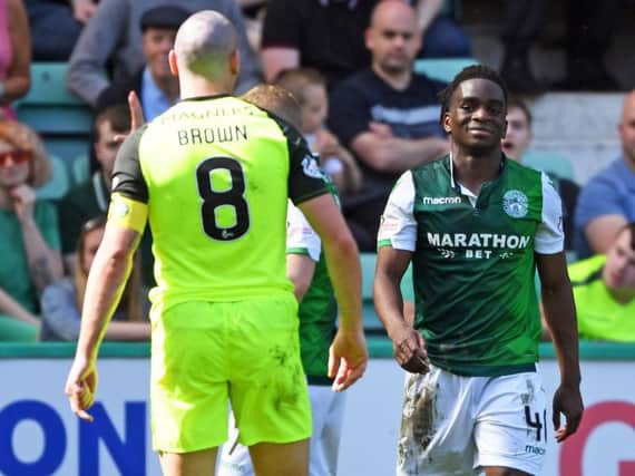Stephane Omeonga continues to enhance his reputation at Easter Road. Picture: SNS