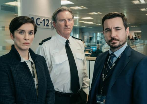 Vicky McClure, Adrian Dunbar and Martin Compston in Line of Duty  Hayleys TV blind spot until now. Picture: BBC
