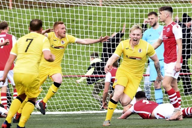 Aaron Murrell volleyed home to make it 2-2 with six minutes remaining.  Picture: Lisa Ferguson
