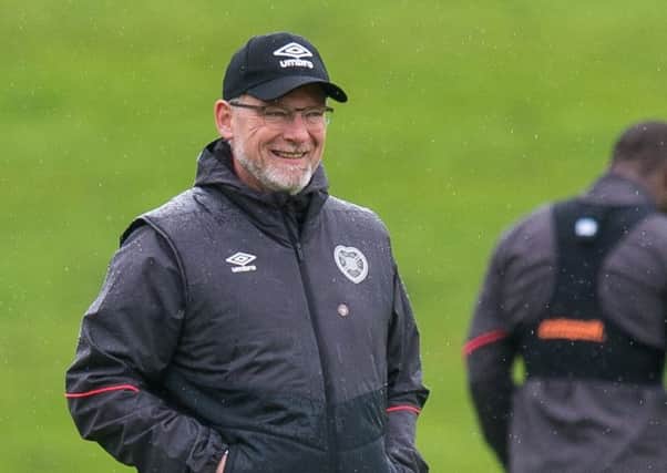 Hearts manager Craig Levein was in a positive mood as he took training
