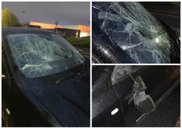 Vandals targeted Kelley's car on Friday evening. Pictures: Contributed