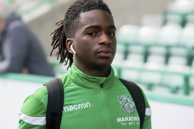 Stephane Omeonga has become a favourite with the Easter Road faithful since joining on loan from Genoa. Picture: SNS Group