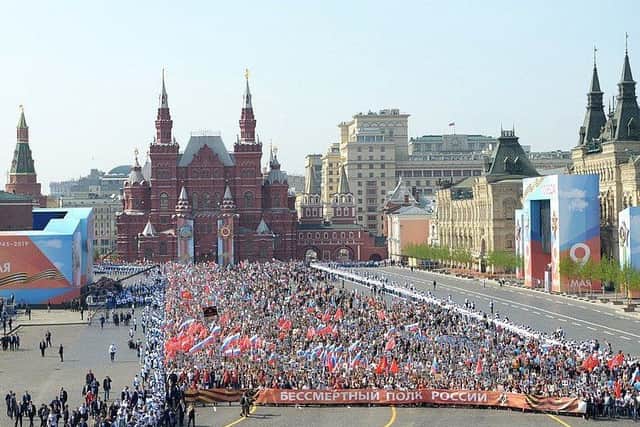 Pathhead woman Pamela Hunter visited Moscow for the Immortal Regiment march.