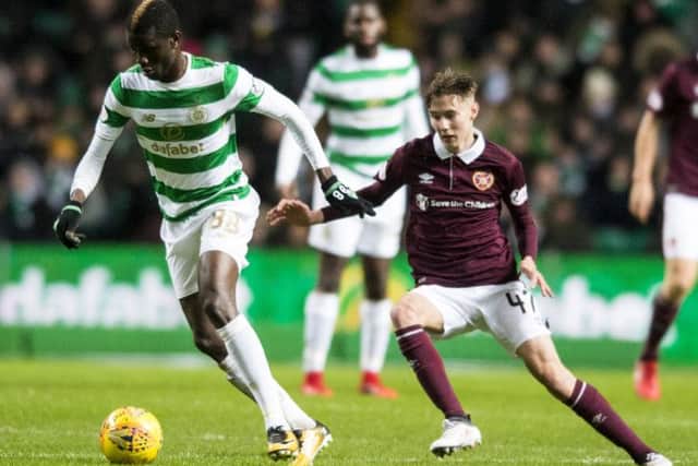 Harry Cochrane, right, appearing at Celtic Park last season. Picture: SNS
