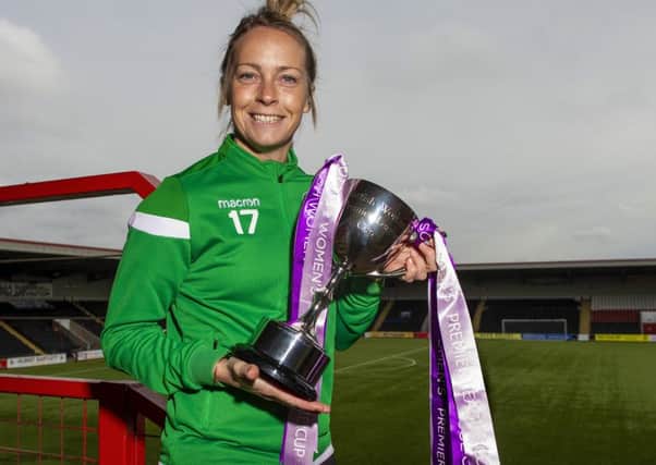 Hibernian's Joelle Murray with the SWPL Cup