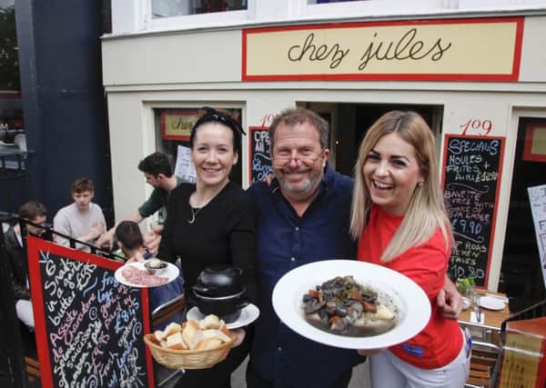 Chez Jules are having a free food day in June, L-R Aida Quiros, Pierre Levicky and Kasia Panis