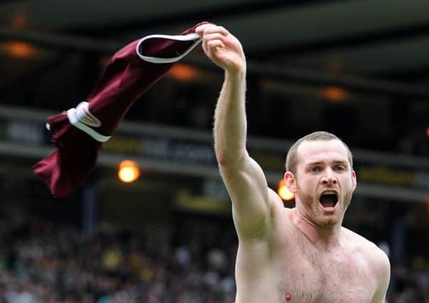 Craig Beattie's iconic celebration in the 2012 Scottish Cup semi-final against Celtic. Pic: Ian Rutherford