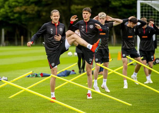 Peter Haring trains at Hearts' Scottish Cup final camp in St Andrews. Pic: SNS